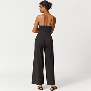 Nuova tuta elegante e Sexy con scollo a V con tute a gamba larga tuta da ginnastica pelle carne imbottitura donna un pezzo all'ingrosso Align Longline - Product Image 5