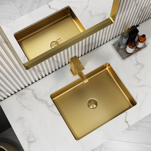 Lavabo in <span class=keywords><strong>Acciaio</strong></span> Inossidabile di Alta Qualità, Lavandino Dorato per Bagno - Product Image 3