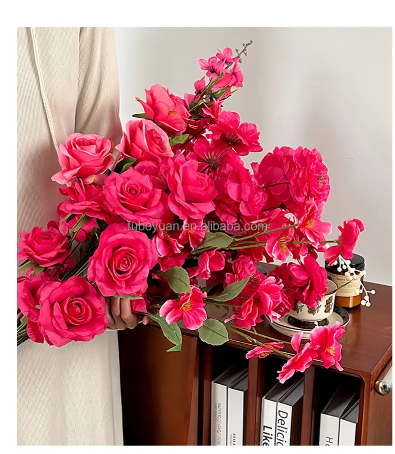 Rosas artificiales de alta calidad para decoración del hogar, rosas de seda, rosas individuales de seda, para arreglos de boda