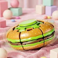 Jouet éducatif créatif transfrontalier en plastique en forme de hamburger, gyroscopique à presser anti-stress, spinner de doigt innovant pour les personnes d'âge moyen