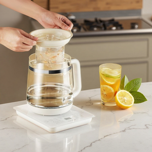 <span class=keywords><strong>Bollitore</strong></span> <span class=keywords><strong>Elettrico</strong></span> in Vetro Borosilicato 110V 1.8L, Pentola Salute <span class=keywords><strong>con</strong></span> 4 Metodi di Cottura, 18 Menu Intelligenti, <span class=keywords><strong>Infusore</strong></span> per Tisane ed Erbe - Product Image 1