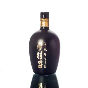 תרסיס שחור מט עגול 75cl 750ml אלכוהול משקאות חריפים גקייקן שק בקבוקי זכוכית