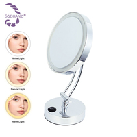 Produits personnalisés, paramètres, hôtel, appartement, villa, maison, miroir de maquillage de bureau moderne en acier au carbone blanc avec LED