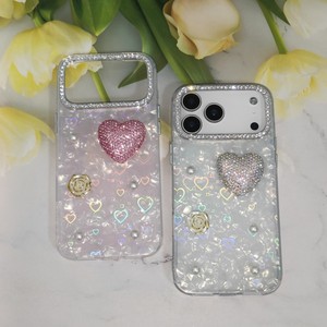 Custodia per telefono di lusso da ragazza, <span class=keywords><strong>con</strong></span> strass 3D, cuore, rosa, perla e guscio olografico per iPhone X fino a 18, Samsung, Redmi, <span class=keywords><strong>OPPO</strong></span>, VIVO - Product Image 5