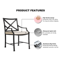 Ensemble de canapé et table basse d'extérieur en alliage d'aluminium moderne, imperméable et durable pour la cour et les hôtels, 2 places