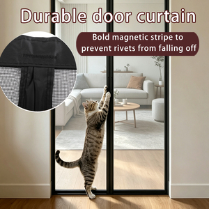 Moustiquaire magnétique en fibre de verre noire durable avec fixation auto-agrippante sans perçage pour rideau de séparation intérieur - Product Image 3