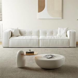 Canapé en tissu velours d'agneau style crème, design nordique italien minimaliste, pour salon, petit format, très tendance - Product Image 2