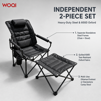 Chaise de camping inclinable 2 en 1 WOQI avec repose-pieds, chaise longue pliante en acier robuste 600D Oxford pour patio, plage, OEM