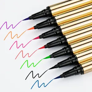 Color Eyeliner Pencil Tube e Black Tube Opcional Atacado Eyeliner 7 Cores Impermeável Eye Liner Pencil Gold Cosméticos Maquiagem