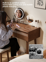 Table de maquillage moderne minimaliste en bois massif, télescopique et éclairée, bureau de maquillage simple, coiffeuse compacte tout-en-un pour chambre à coucher SZT038