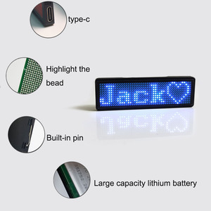 Light up Name Badge Flashing Scrolling <strong>Text</strong> Magnetic Pin Badge Reusable Led Electronic Display - Product Image 3