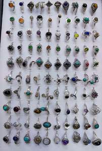 Anillos Boho Vintage Hechos a Mano al por Mayor, Anillos de Piedras Preciosas Doradas, Plateadas y de Latón, Anillos de Piedras Naturales Variadas para Mujer - Product Image 3