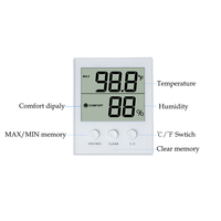 Moniteur de température et d'humidité intérieure, thermomètre hygromètre avec grand écran, mémoire MAX MIN ° C/ ° Interrupteur F pour la maison et le bureau