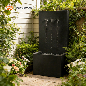 Gnee Garden Modern Rectangle Aluminum Outdoor <b>Waterfall</b> Fountain Weather Resistant Floor Mount Black Powder Coated Garden Decor - Product Image 6