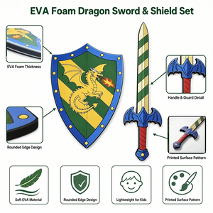 Nuevo Estilo 2026 Juguete de Espuma para Niños, Espuma EVA Suave y Segura, Espada y Escudo de Dragón <span class=keywords><strong>del</strong></span> <span class=keywords><strong>Bosque</strong></span>, Juego de Juguetes de Imitación para Niños de 3+ Años - Product Image 3
