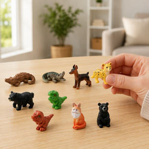 Figurines 3D Réalistes en Résine : Ensemble de Jouets Dinosaures, <span class=keywords><strong>Crocodile</strong></span>, Ours, Renard – Jouets pour Enfants, Apprentissage de la Reconnaissance des Animaux du <span class=keywords><strong>Zoo</strong></span>, Pâte à Modeler, Slime, Cadeau - Product Image 5