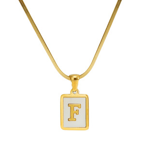 ZOGXIN Stainless Steel Letter Necklace 18K Gold Plated Square Pendant Women's Daily Wear Fine Jewelry - Product Image 5
