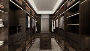 Armoire en forme de U, meubles de chambre à coucher, armoire en bois, armoire sur mesure, armoire avec porte en verre, armoire à vêtements, armoire pour femmes - Product Image 6