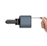 Chargeur de voiture rétractable à charge rapide 4 en 1 USB Type C Adaptateurs de téléphone de voiture rapides
