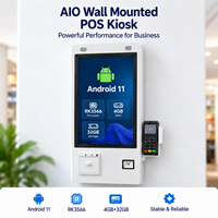 Kiosque POS mural tout-en-un de 21,5 pouces, Android 11 RK3566 4 Go 32 Go, écran tactile avec imprimante 80 mm, scanner QR pour caisse de vente au détail