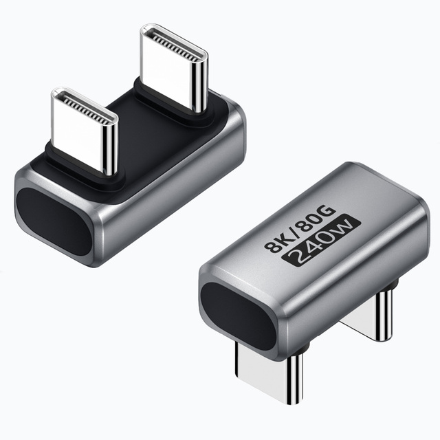 PD240W USB4.0 Fast Charging U Shaped Connector 80Gbps Type C Male to Female Data Adapter USB C Full Featured Converter 8K UHD