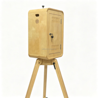 Coque de photomaton en bois pour iPad pour mariage et fête, compatible avec appareil photo reflex numérique et DSLR, avec flight case, impression en libre-service, capacité 15 personnes