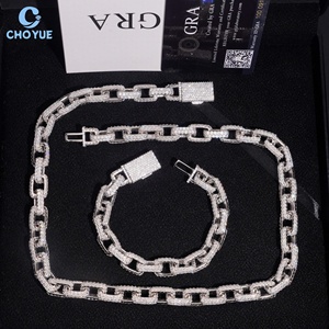 Moissanite Cuban Link <b>Chain</b> 10mm Necklace Rhodium Plated Solid 925 Silver Hiphop <b>Iced</b> <b>Out</b> Jewelry - Product Image 3
