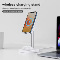 Support de charge sans fil de bureau 15W, charge simultanée du téléphone et des écouteurs, support de téléphone portable à charge rapide
