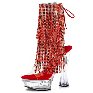 Botas Cortas con Tacón Grueso de 14 cm <span class=keywords><strong>para</strong></span> Pole Dance, con Borlas, Estilo Gótico, Sexy, <span class=keywords><strong>para</strong></span> <span class=keywords><strong>Mujer</strong></span>, Modelo de Moda, Talla Grande, <span class=keywords><strong>para</strong></span> Salir de Noche - Product Image 5