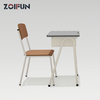 Pupitre et chaise d'écolier d'occasion pour lycée, avec tiroir et crochet