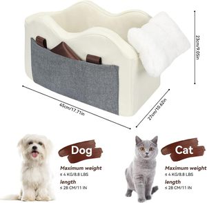 Luxury Dog Car Seat Center Console Booster Seat with Zipper Closure Nylon Material for Small Dogs (Champagne + Khaki) - Product Image 3