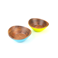OEM/ODM ensemble de bols à salade en bois d'acacia avec logo personnalisé vente en gros de bols à fruits et à nourriture en bois naturel ustensiles de cuisine ovales et ronds pour la fête