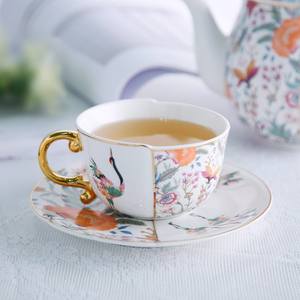 Tazas y Platillos de Café de Estilo Chino, Irregulares, de Cerámica, Juego de Dos Tazas y Dos Platillos para Té de la Tarde - Product Image 3