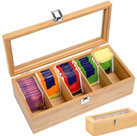 Boîte à thé en bois personnalisée, laquée, 8 compartiments, boîte de rangement pour thé en bois