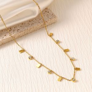 Collar de Acero Inoxidable con Colgante de Corazón, Estrella y Luna, Chapado en Oro de 18k, con Diamantes de Colores, para Mujer, Accesorios Coreanos - Product Image 3