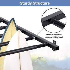 JH-Mech Support de rangement mural réglable pour le <span class=keywords><strong>ski</strong></span> et le snowboard pour 12 paires de supports de planche de surf en métal sur rail de 47 pouces - Product Image 3