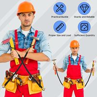 Cordon de sécurité anti-chute robuste rétractable en polyester avec mousqueton et verrouillage à vis, réglable, avec cordon élastique pour protection contre les chutes