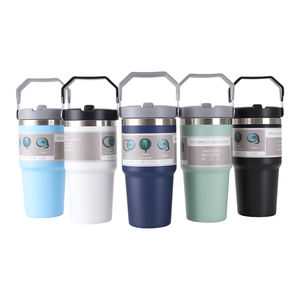 Regalo promozionale stagionale termo tazza prezzo di fabbrica in acciaio inox 304 isolato cannuccia a prova di perdite per auto con manico portatile - Product Image 1