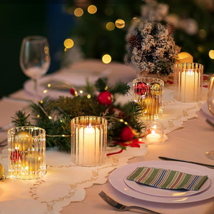 Set di 6 Piccoli Vasi <span class=keywords><strong>in</strong></span> Vetro Scanalato per <span class=keywords><strong>Fiori</strong></span>, Contenitori <span class=keywords><strong>in</strong></span> Vetro Trasparente per Matrimoni, Natale e Decorazioni per la Casa - Product Image 4