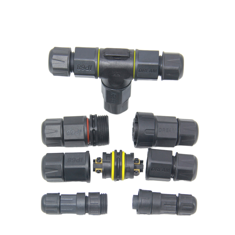 YXY IP68 M20 T-Type 3-Way 3-Pin 25A Waterproof Connector