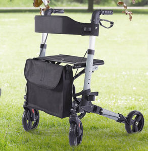 <span class=keywords><strong>Rollator</strong></span>, andador de aluminio de cuatro ruedas, andador con asiento, ligero, plegable, manijas ajustables, andador rodante para personas mayores - Product Image 6