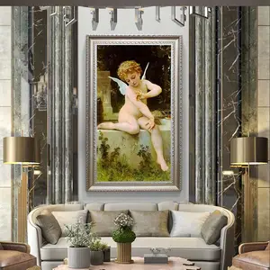 博物馆精品壁画大画肖像卧室餐厅客厅装饰手工彩绘天使儿童壁画艺术油画