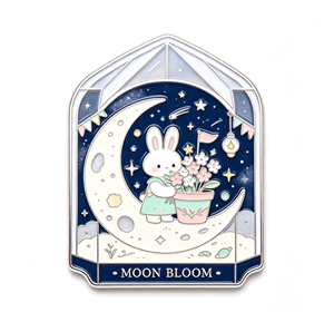 Enamel Rabbit Moon <b>Pin</b> Cartoon Brooch Zinc Alloy Lapel <b>Badge</b> Gothic Style Gift for Halloween - Product Image 2