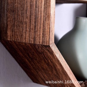 Estante de pared de madera maciza de estilo chino, irregular, con múltiples compartimentos, para decoración del hogar y exhibición de té. - Product Image 2