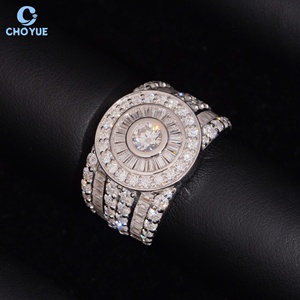 Anillo de Diamantes de Plata S925 con Moissanita VVS, Anillo Completamente Pavimentado para Fiesta, Corte Baguette y Redondo, Joyería Fina Estilo Hip Hop - Product Image 4