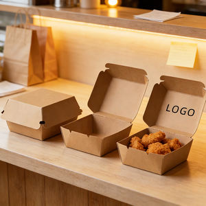 Scatole di Carta Kraft per Imballaggio Alimentare all'Ingrosso, Monouso, per Sandwich, Ali di Pollo, Hamburger, Patatine Fritte da Asporto - Product Image 4