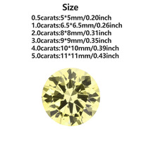 EMEJEWE Saphir Jaune de Laboratoire Certifié AGL, Taille Brillant, Pierre Précieuse Libre, Effet de Couleur/Feu, Or Guangxi 9K 10K 14K 18K