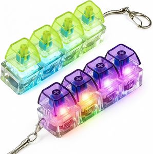 Best Quality 4 Keys Mechanical <b>Keyboard</b> Switch Keychain <b>Keycap</b> Tester Switches With LED Light & Relieve Stress Fidget Keychain - Product Image 1