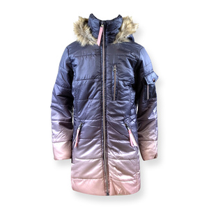 Giacca di moda lunga per ragazze con cappuccio di pelliccia - Product Image 2