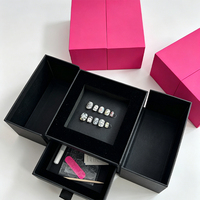 Boîte à bijoux double porte en carton rigide, style tiroir, ouverture papillon, faite à la main, pour emballage de clous, vente en gros, fabricant